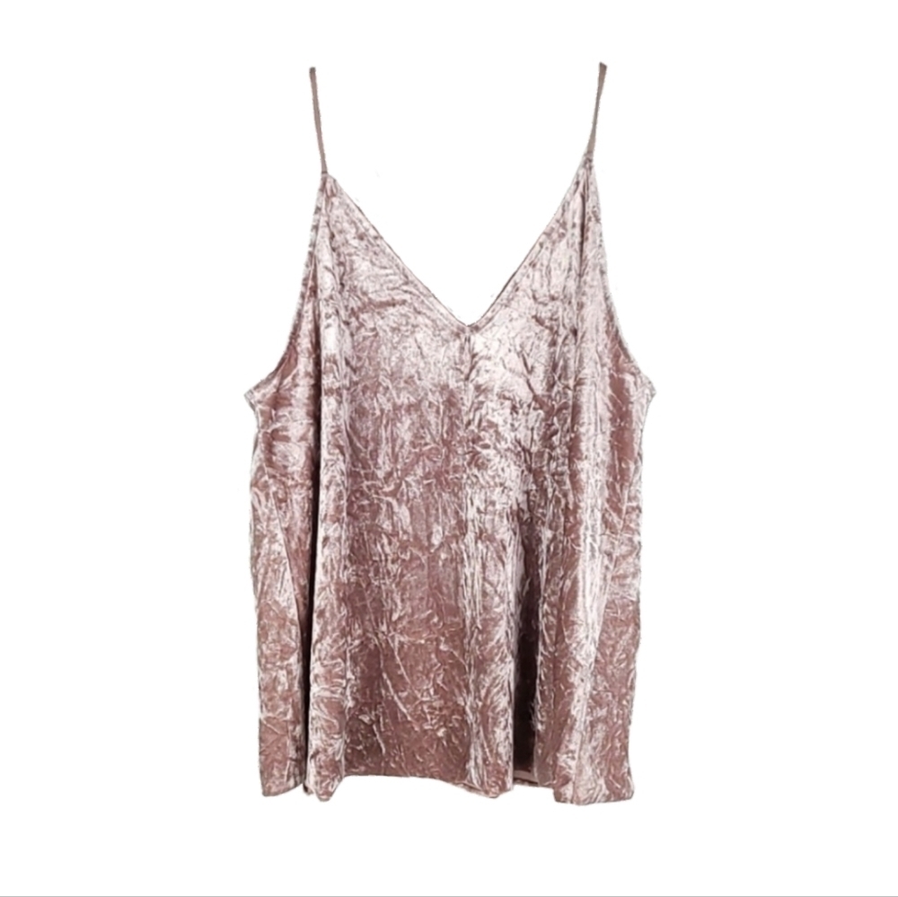 Burnout Crushed Velvet Romantic Camisole Champagne Pink Top